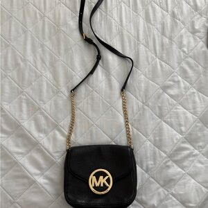 Michael Kors Black and Gold Quilted Crossbody Bag